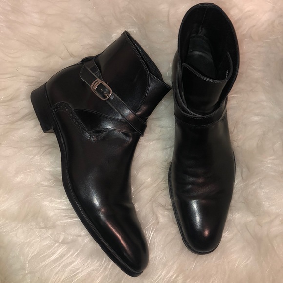 Salvatore Ferragamo Other - Salvatore Ferragamo Black Leather Ankle Boots 10D